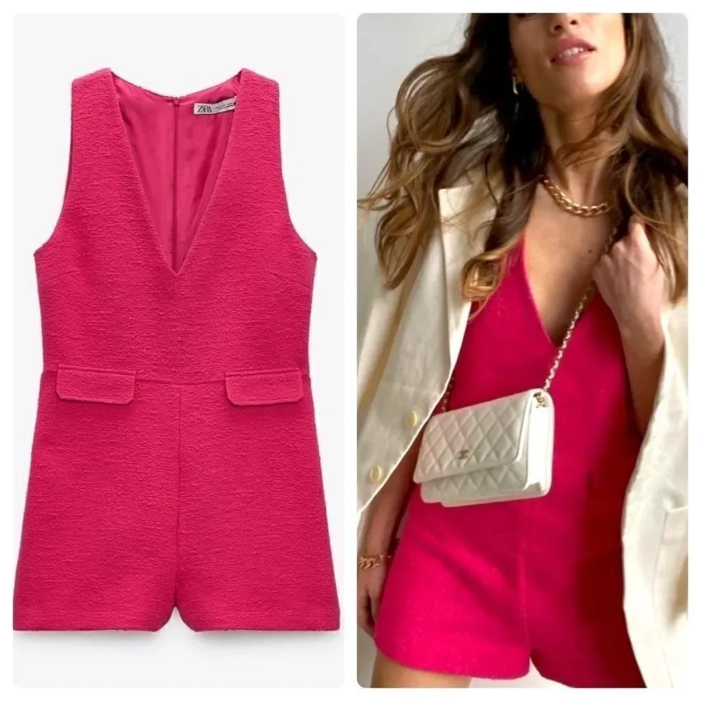 Zara textured jumpsuit new Barbiecore Barbie Core